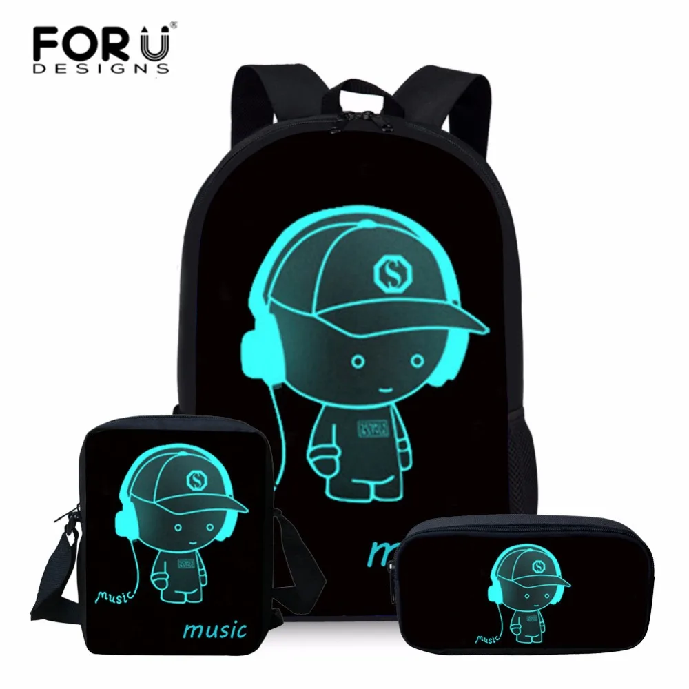 FORUDESIGNS/3 шт./компл. школьные рюкзак со светящимся рисунком на тему аниме принтом