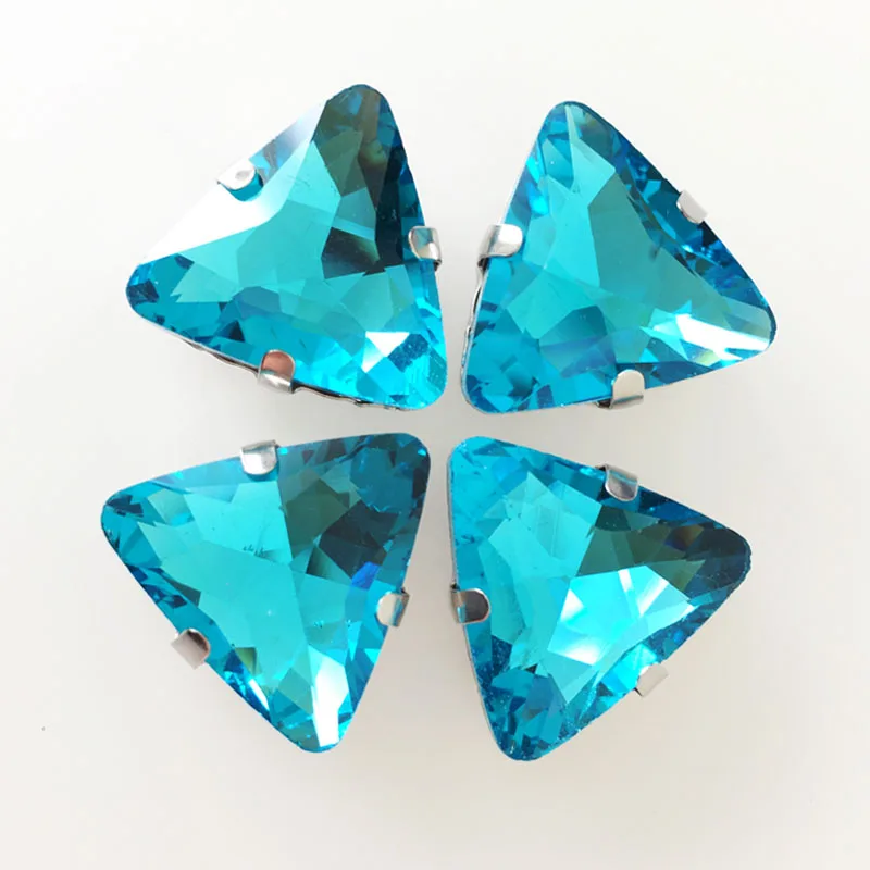 Бесплатная доставка 18 мм треугольная форма Голубое озеро Хрустальное стекло для