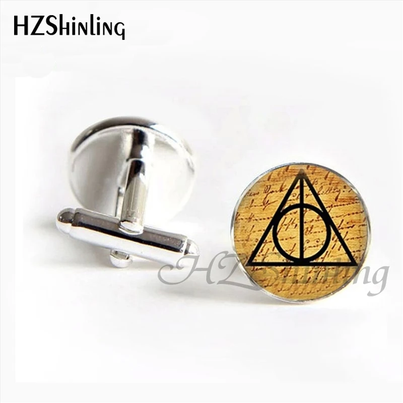 HZShinling новые модные запонки Deathly Hallows ручной работы H P запонки "пленка для фотоаппарата" Символ Deathly Hallows для мужчин рубашка манжета