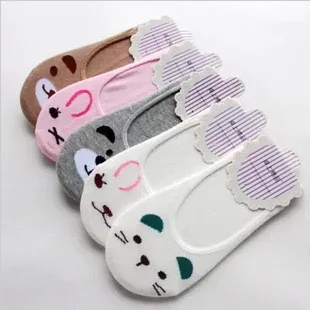 5 цветов Новое поступление милые носки-лодочки с мультяшным медведем котом
