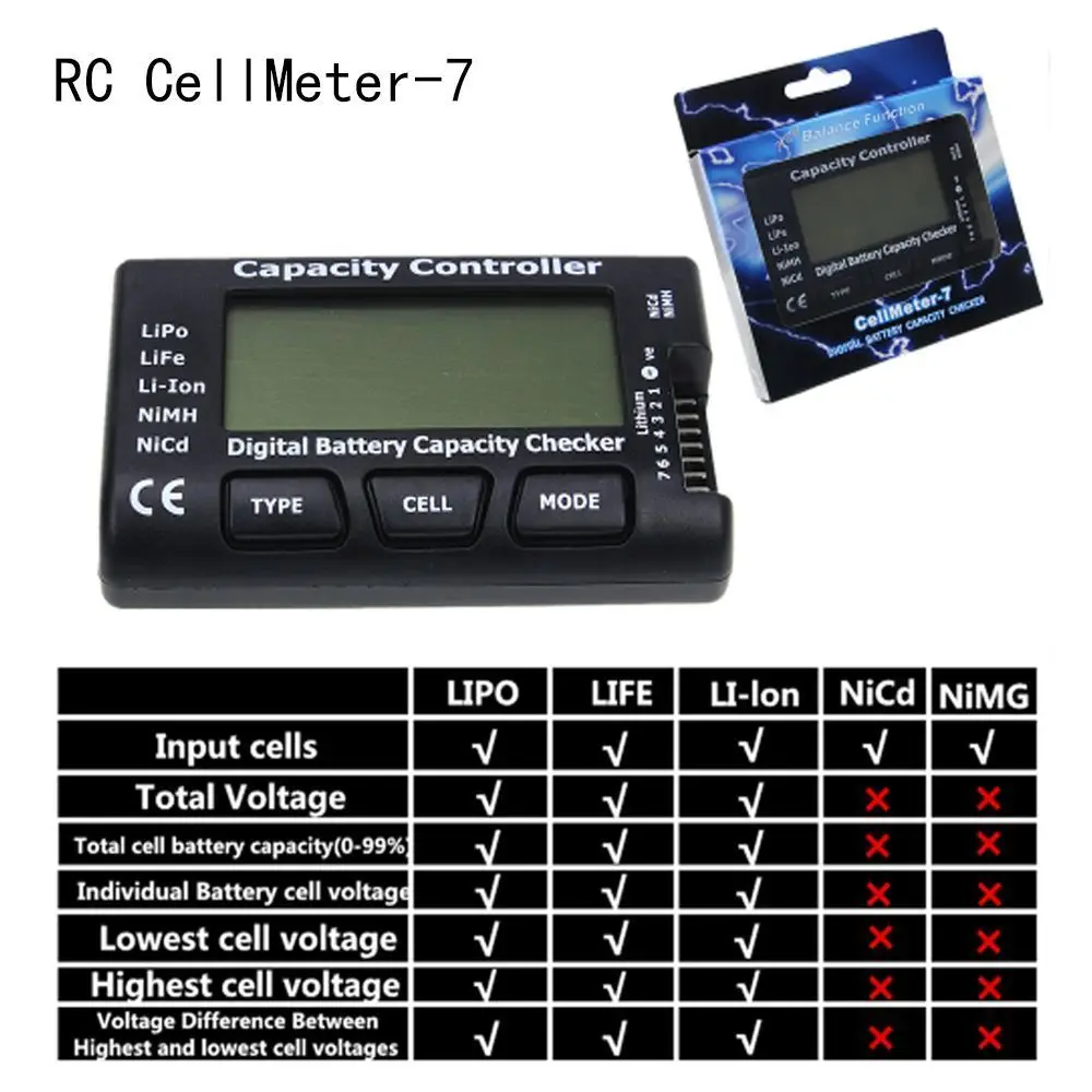 CellMeter 7 V2 с функцией баланса цифровой измеритель емкости аккумулятора CellMeter-7 для
