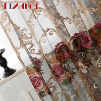 luxury embroidered flower organza fabric curtains voile for living room sheer curtains drapes for bedroom door balcony wp0063