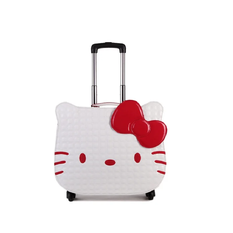 18 дюймов Hello Kitty багаж чемодан детей женщины путешествия мультфильм кожа Багажа Прокатки Spinner колеса подарок DHL/EMS