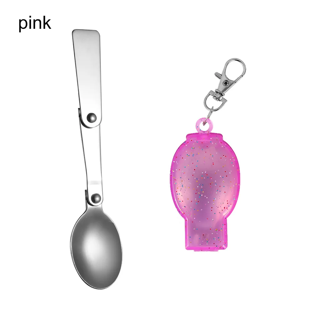 Spoon pink 1 шт. Складная Ложка Вилка для кемпинга на открытом воздухе кухонная посуда походный карман Портативный Совок Суп кофейная ложка - Цвет: Spoon pink