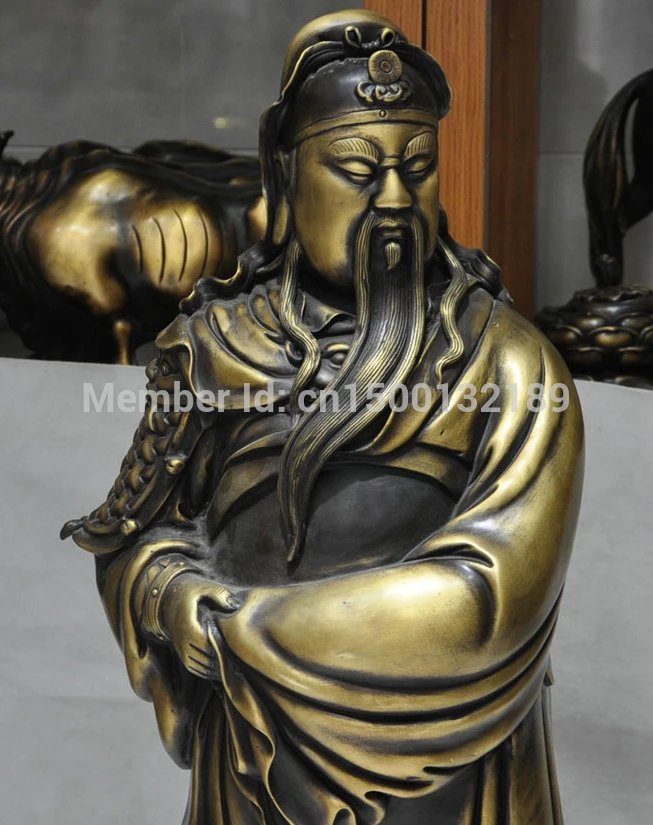SCY 00122 32 'китайская фэншуй народная бронзовая стойка Guan Gong Yu воин Бог рыцарь