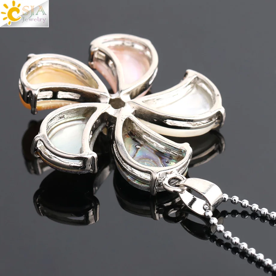 CSJA разноцветные ожерелья и подвески из натуральной морской ракушки кубический