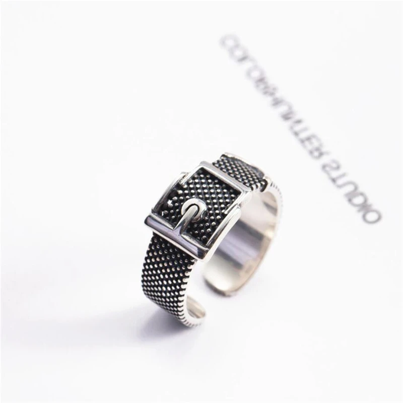 

Creative Original Retro Mini Belt Thai Silver Silver Color Female Resizable Opening Ring For Women Fashion Jewelry Birthday Gift