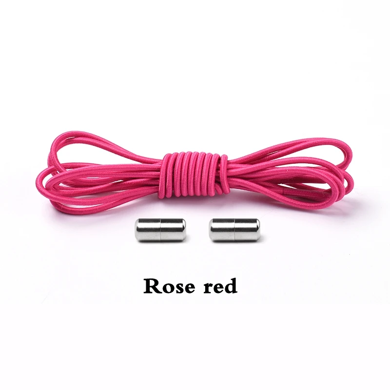 Rose red 1 пара круглых эластичных шнурков для обуви, шнурки для детей и взрослых, кроссовки унисекс, шнурки, шнурки для быстрой носки, шнурки 25 цветов - Цвет: Rose red
