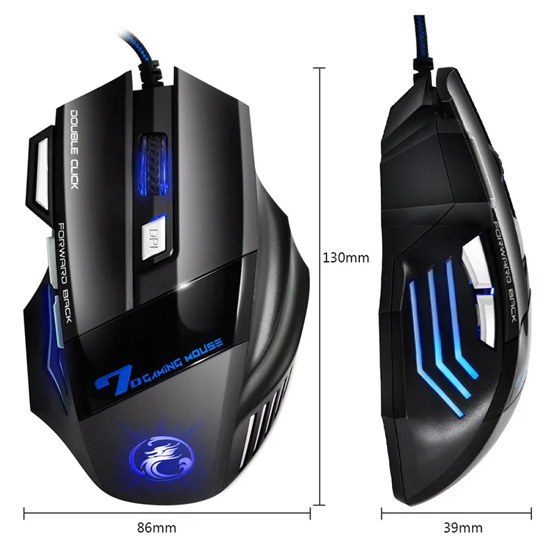 iMice X7 Wired Gaming Mouse Professional 7 Buttons LED Optical Game Ergonomic Mouse Mice for PC Laptop Computer Mouse Gamer