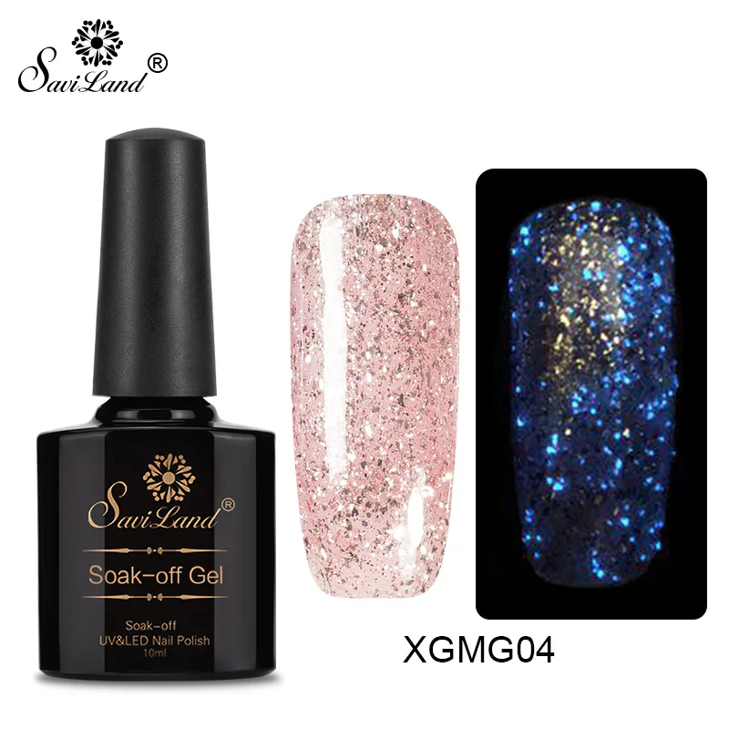 XGMG04 Saviland 10 мл светящийся флуоресцентный золотой УФ-светодиодный Гель-лак для ногтей розовое золото розовый блестящий лак хлопья изменение цвета - Цвет: XGMG04