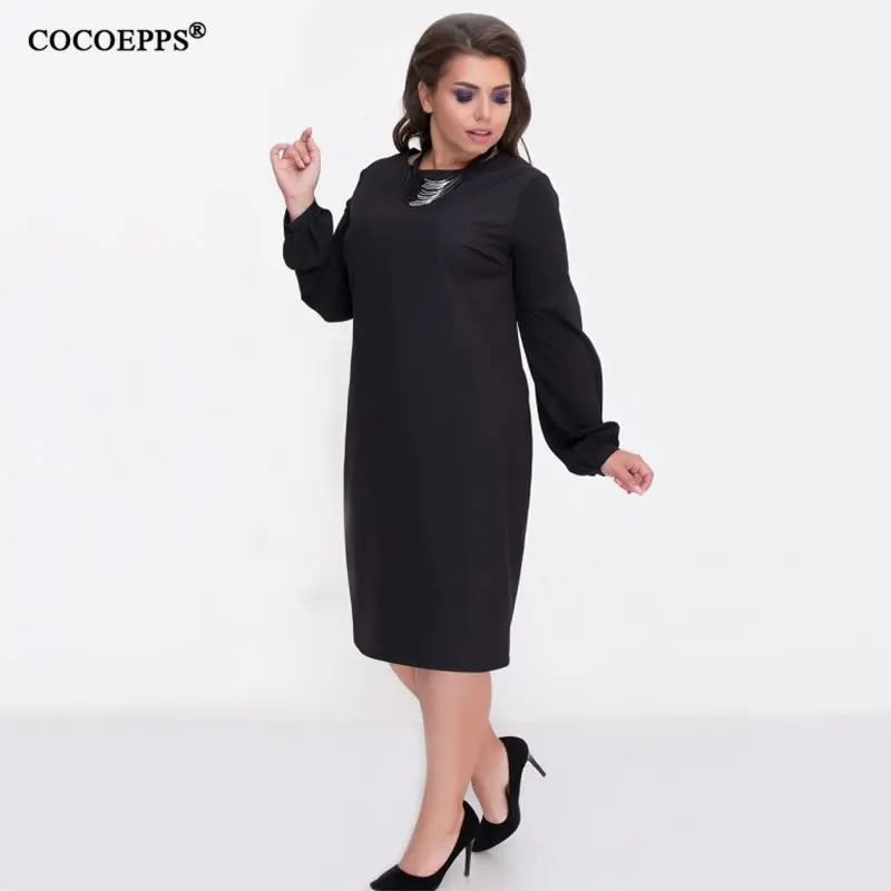Cocoepps большой Размеры Для женщин кружевное платье осень зима теплое с длинным