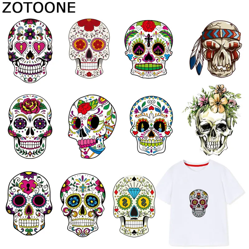 ZOTOONE крутые панковские нашивки с черепами железные накладки для одежды футболки