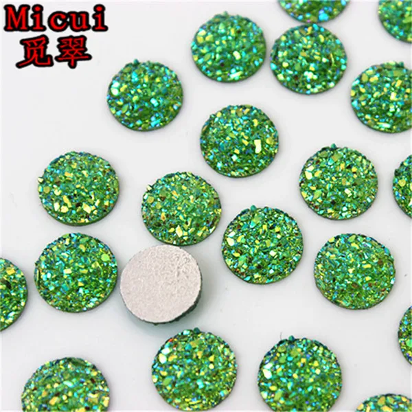 AB Green Micui, 100 шт., 10 мм, цветные стразы AB на кнопках, блестящие круглые полимерные стразы, кристаллы, камни, стразы, Рукоделие, сделай сам, MC649 - Цвет: AB Green