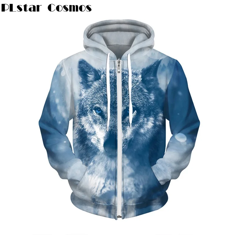PLstar Cosmos новая толстовка с 3d принтом волка, толстовки с капюшоном на молнии для мужчин/женщин, верхняя одежда на весну и осень, спортивная одежда