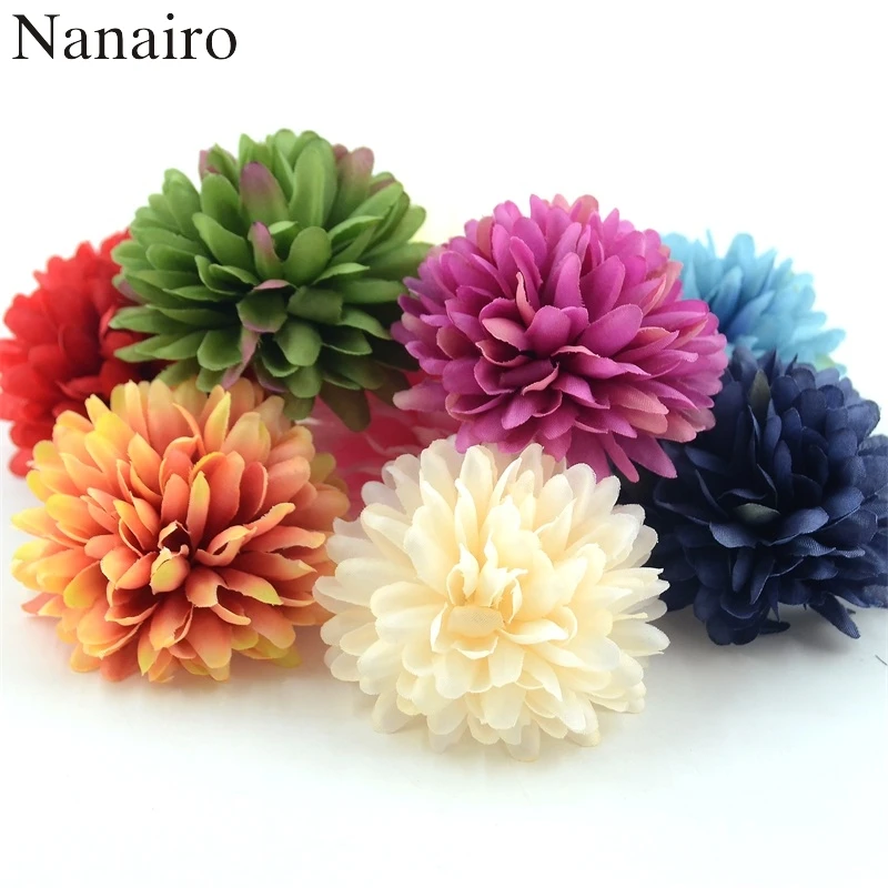 

100PCS 7cm Chrysanthemum Artificial Silk Flower Head For Home Wedding Party Decoration Scrapbooking DIY Hydrangea Flowers Wall