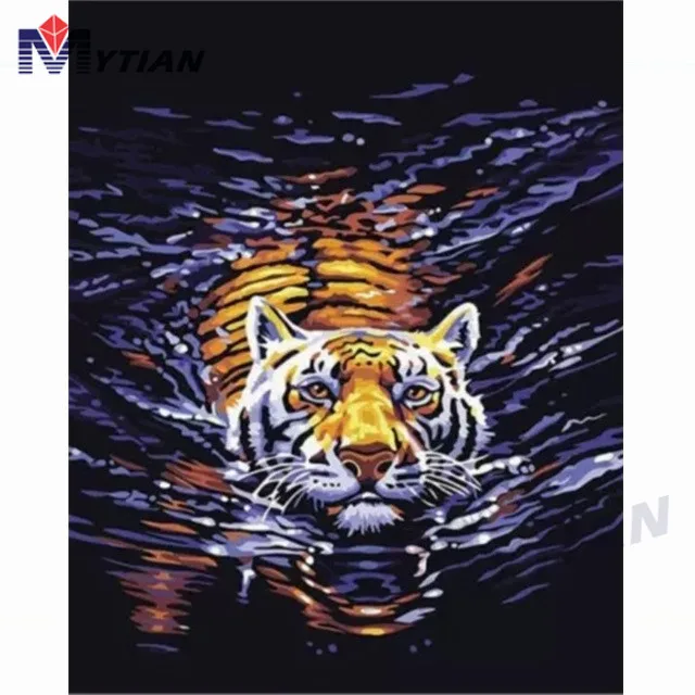 Картина из страз Fierce Tiger Swimming.5D сделай сам вышивка крестиком полностью квадратная
