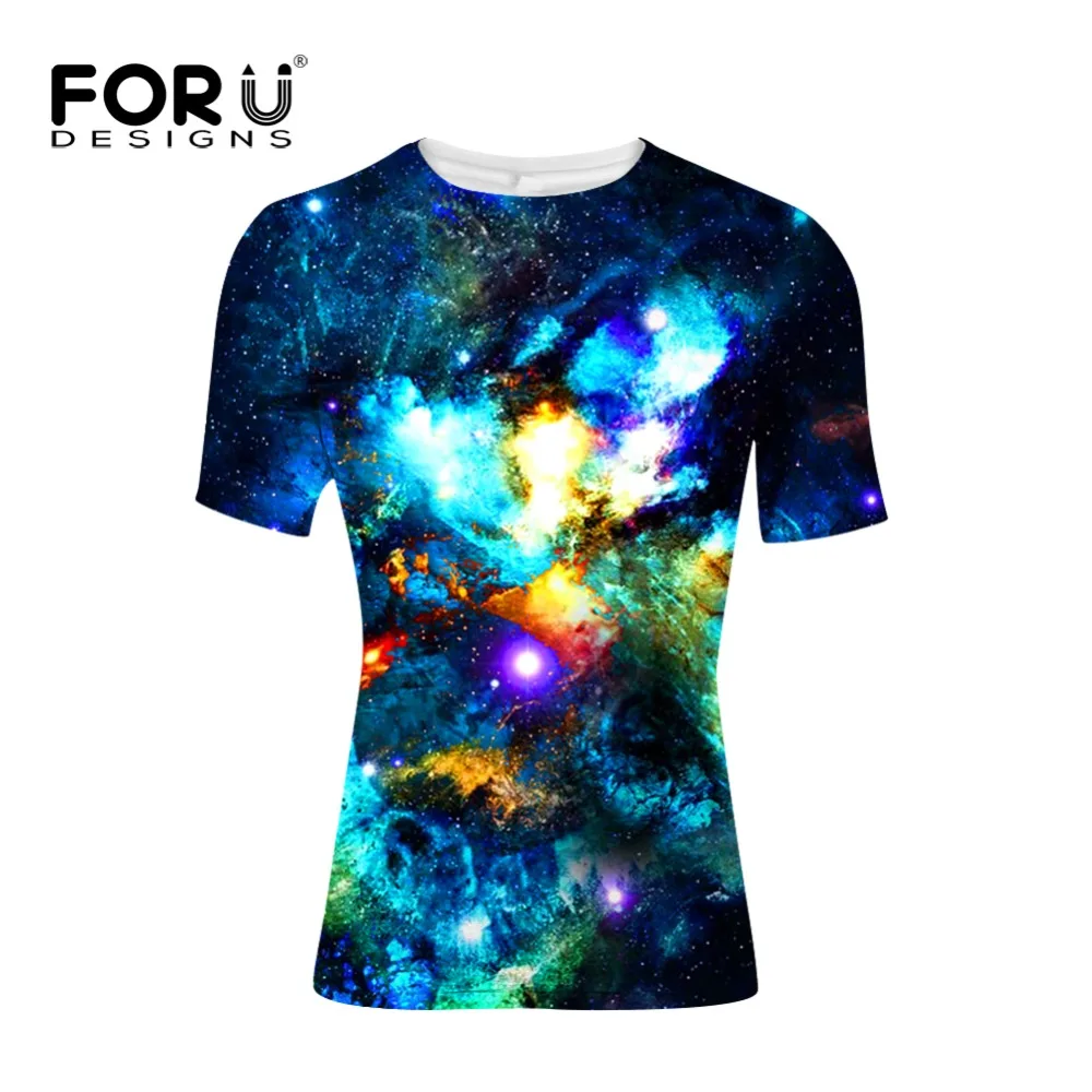 FORUDESIGNS/3D Galaxy Star Universe космический Принт Мужская футболка с коротким рукавом Мягкий спандекс подростковый хип-хоп хипстер футболки топы для мужчин
