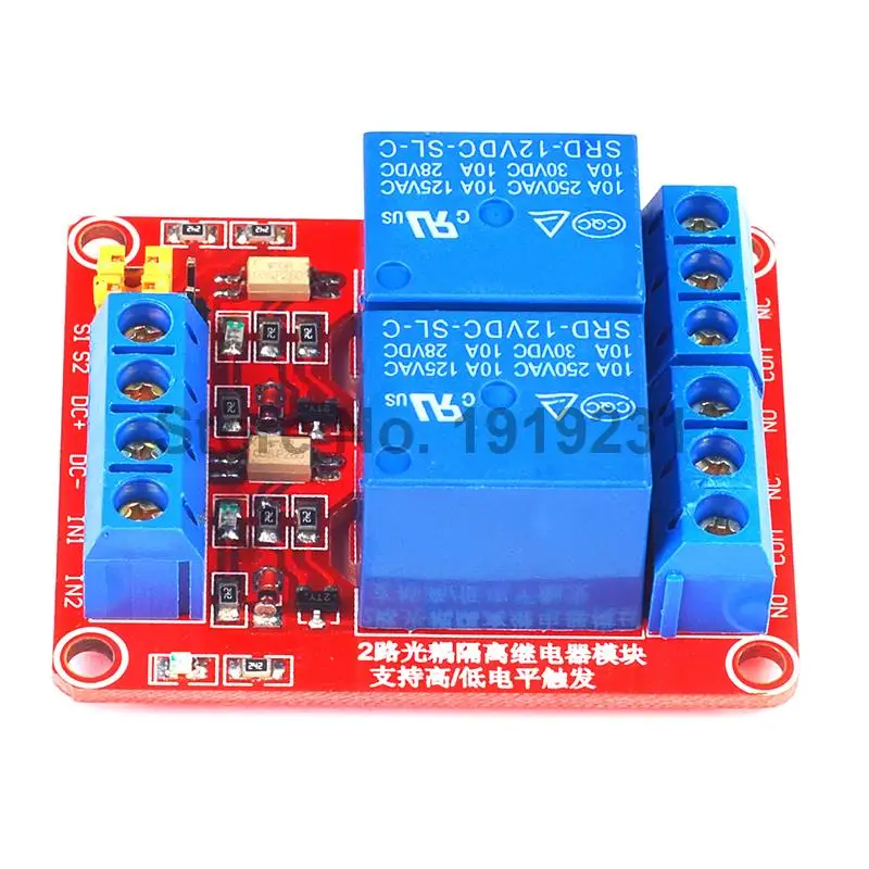 12V 2 канальный релейный модуль высокий и низкий уровень запуска с оптопарой реле