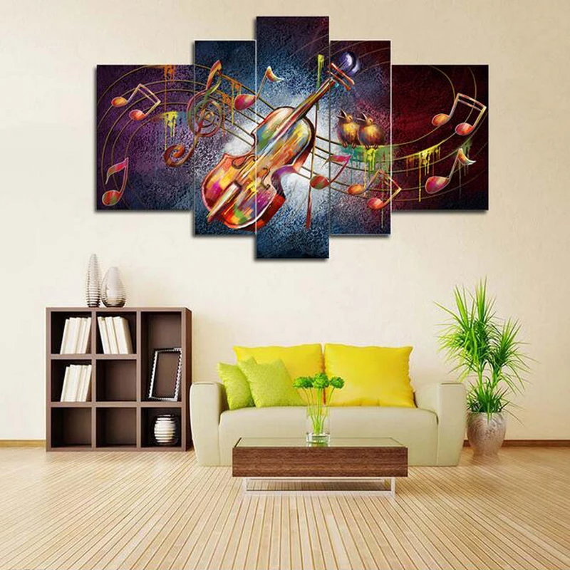 

5pcs/lot abstract oil painting on canvas hand painted The piano decorative wall pictures for living room ready to hang
