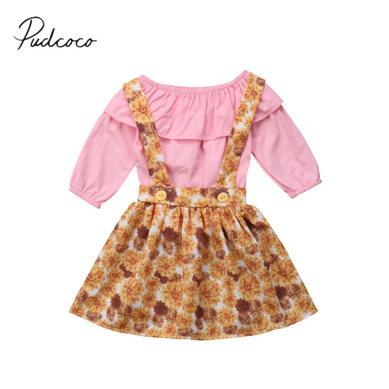 2 шт. Детский комплект из футболки с длинным рукавом и юбки | Мать ребенок