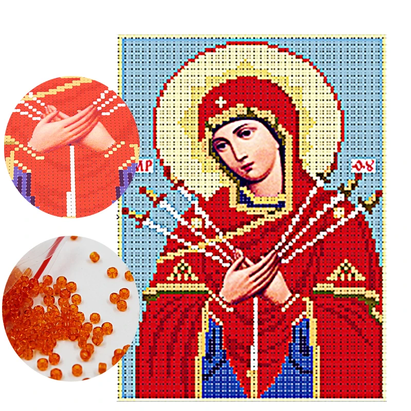 Рукоделие рукоделие вышивка крестом из бусин красная Мадонна - Цена: 1 300,79 руб.