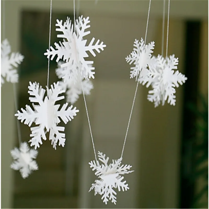 3м бумага подвесок в форме снежинок к Елочная гирлянда Рождественские украшения