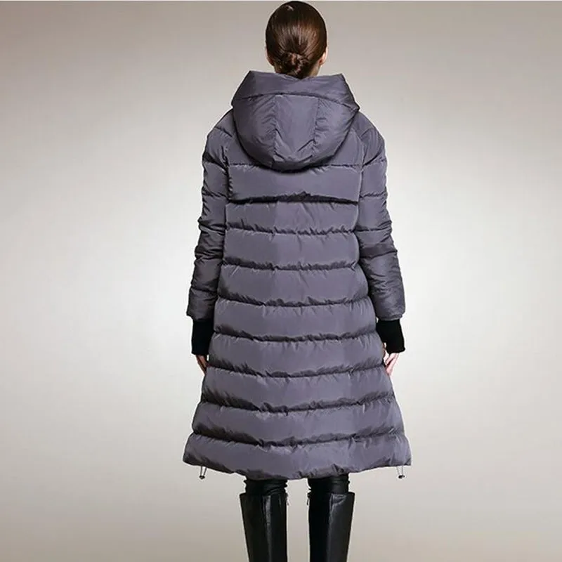 

Loose Plus Size 7XL 90% White Duck Down Jacket Women Winter Goose Feather Coat Long Cloak Style Outerwear A-line Parka Okd450