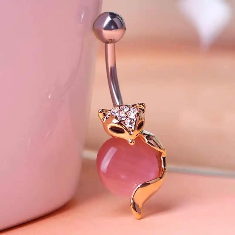 Fox Gem пупка ногтей лиса фрукты Форма тела прокол Модные Шарм Dropshipping оптовая
