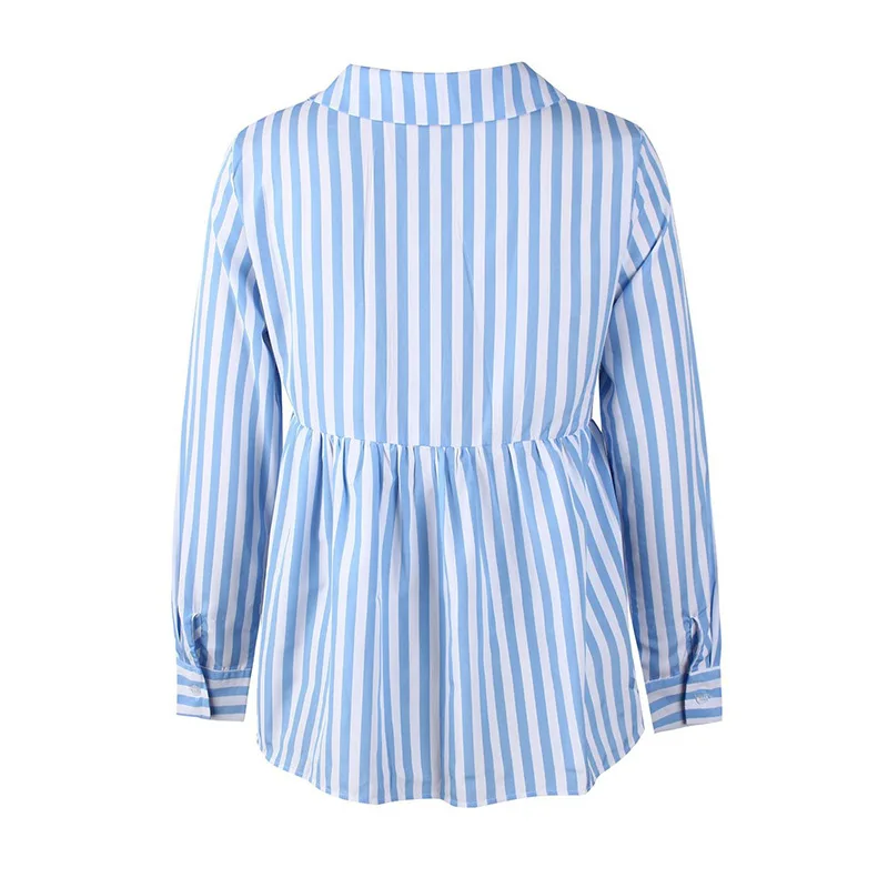 

Top Fashion Maternity Striped Print Shirt Long Sleeve Turn Down Collar Shirt 4 Colors Casual Loose Pregnant Maternity Shirt
