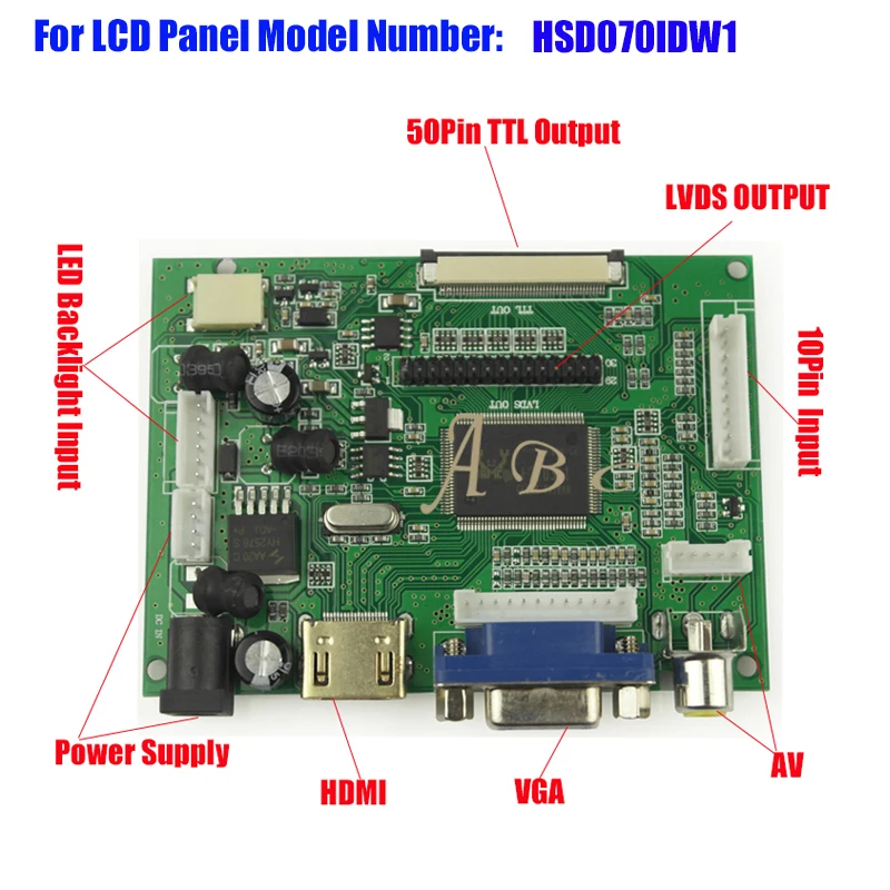 Плата контроллера HDMI VGA 2AV 50PIN TTL LVDS для Raspberry PI 2 плата модуля HannStar HSD070IDW1 7 дюймов ЖК
