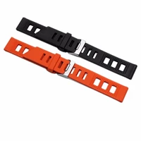 carlywet 20mm waterproof orange black silicone rubber straight end wrist watch band strap silver brushed buckle for omega rolex