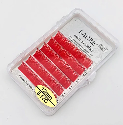 red LAGEE натуральные накладные ресницы премиум-класса коричневого цвета, Индивидуальные Накладные ресницы из искусственной норки, Мягкие Накладные ресницы радужной расцветки, ресницы для макияжа - Цвет: red