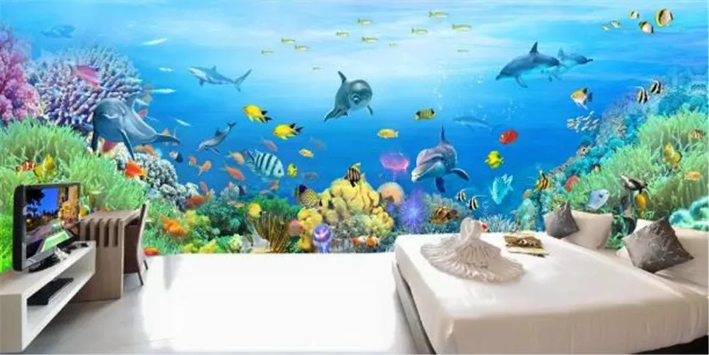 3D обои любых размеров на заказ красивые Подводные для гостиной фона ТВ украшение