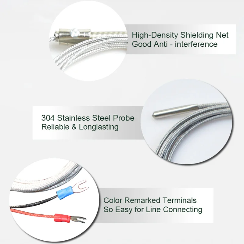 Высокотемпературный Датчик термопары K type датчик термистора зонд 1 м 2 для