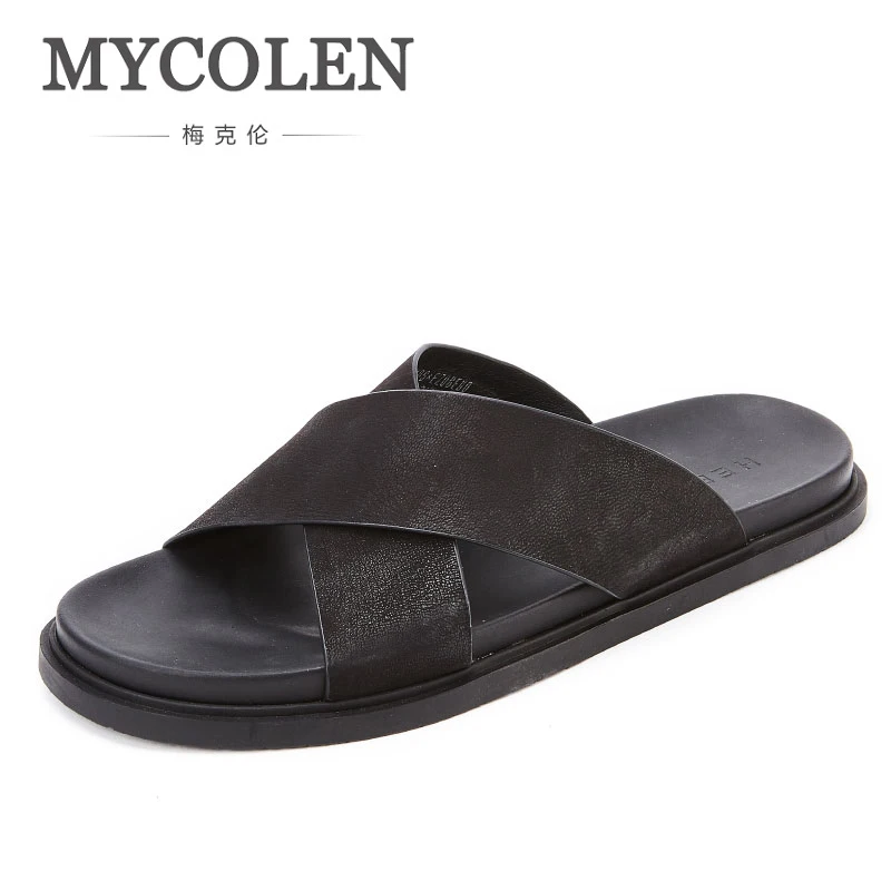MYCOLEN/мужские летние Роскошные Нескользящие тапочки Домашние для пар черные