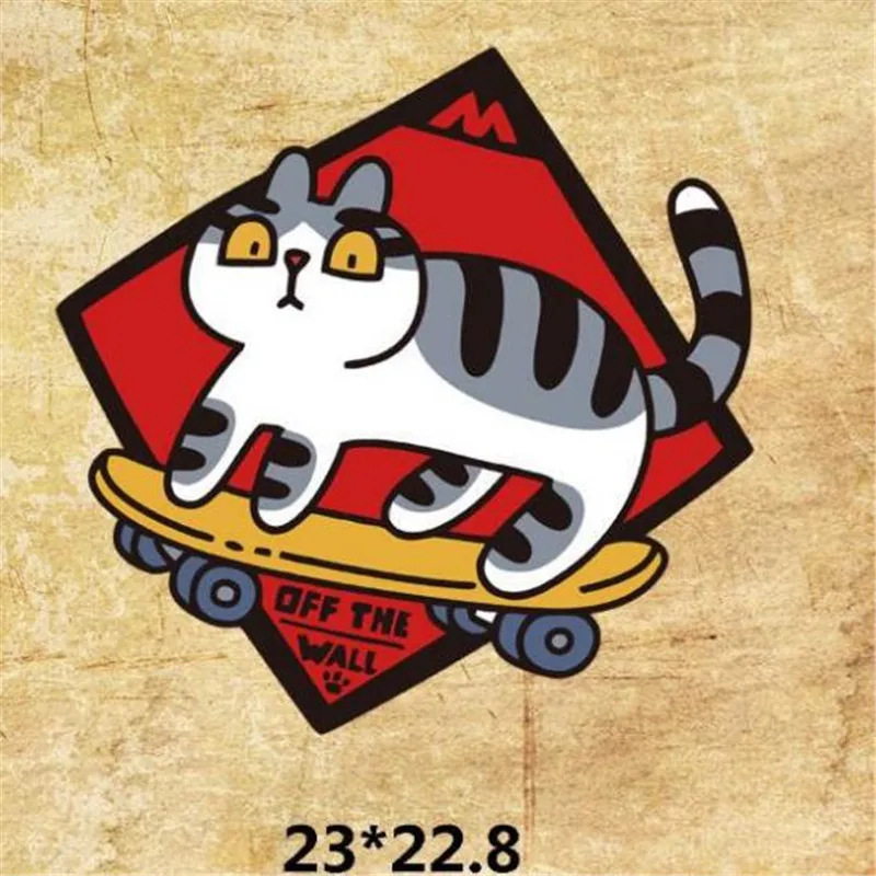Футболка Для женщин патч 23 см скейтборд cat логотип железа на патчи для одежды