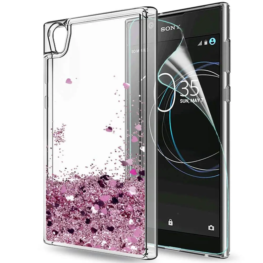Блестящий чехол для sony Xperia XA XA1 XA2 X XZ XZS XZ1 XZ2 L1 L2 E5 E6 ультра компактный Блестящий зыбучий песок жидкий ТПУ чехол Slicone - Цвет: rose gold
