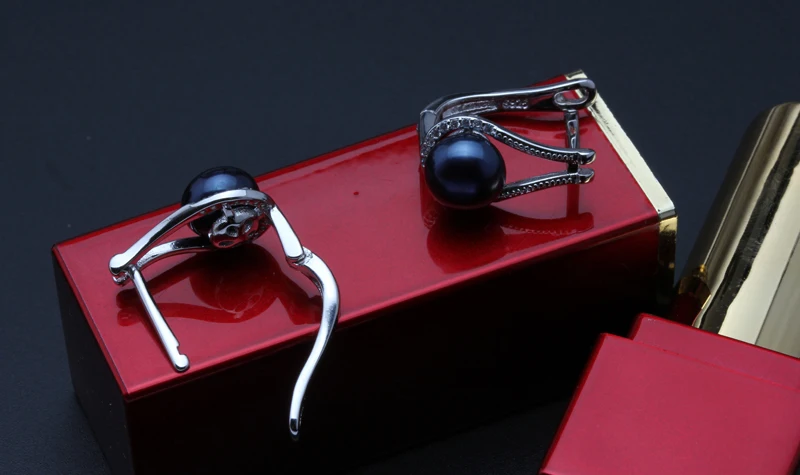 black pearl earring Новые трендовые серьги-клипсы, серьги с натуральным жемчугом 5 цветов, серьги с черным пресноводным жемчугом, серебро 925 пробы для женщин - Цвет камня: black pearl earring