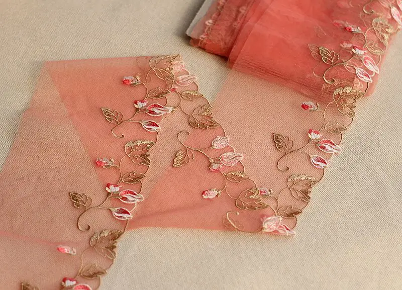 2 ярда кружевная лента Изысканная вышитая Цветочная отделка Высококачественная