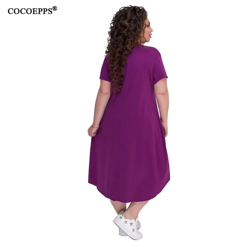 Женское платье с буквенным принтом COCOEPPS 6xl свободное Повседневное большого