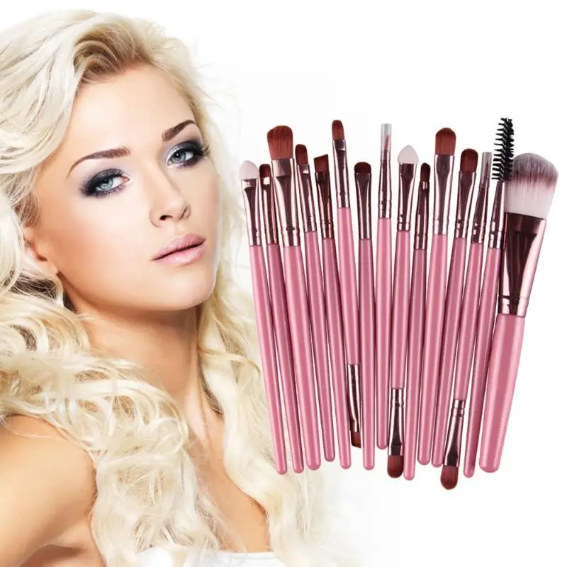 MANNAGE 15Pcs 7 Colors 1 sets Complete Makeup Brushes Set Facial Powder Lip Eyeliner Brush Cosmetic Make up Beauty Tools | Красота и
