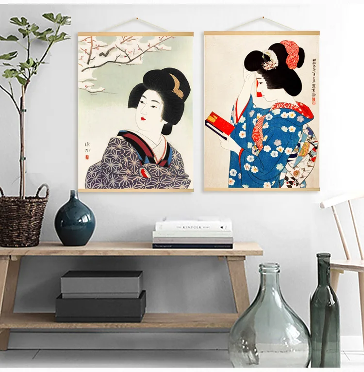 Японские Ukiyo-e Ukiyoe деревянные висячие свитки картины на холсте настенные художественные настенные картины для гостиной скандинавские украшения дома