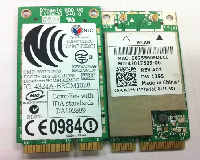 Оптовая продажа беспроводная Wi Fi карта для BROADCOM BCM94312 BCM94312MCG DW1395 mini PCI E 54