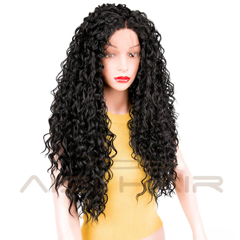 I's a wig AISI HAIR 2" длинные вьющиеся черные синтетические кружевные передние парики с детскими волосами афроамериканские плетеные парики для женщин