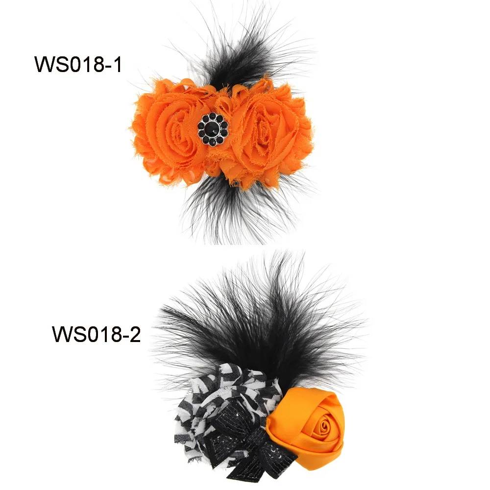 10pcs girl 5&quot Halloween carnival hair bows clip feather crystal bat spook cartoon pumpkin Elastic Hair Band bobbles WS025 | Аксессуары