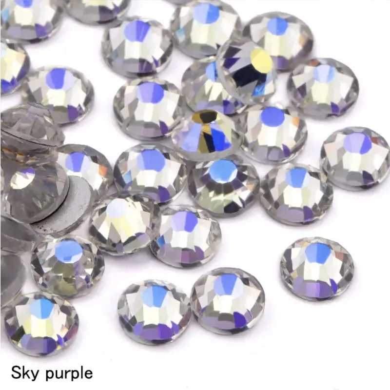 Color AB Glue on Glitter Flatback Glass Crystal Non Hot fix rhinestone For Gymnastics Clothes Shoes 3D Nail Art Decoration - Цвет: 1