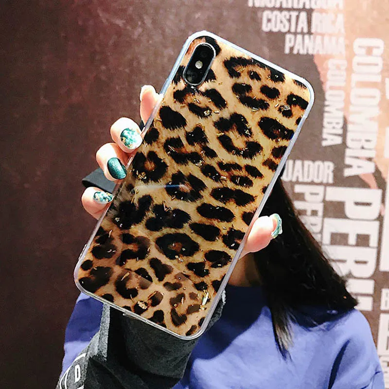 Хит чехол с леопардовым принтом для iPhone XS XR Max X 6 6S 7 8 Plus мягкий эпоксидный полный