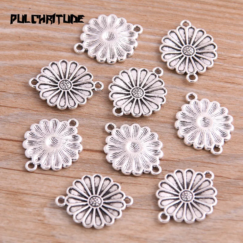 20 шт. соединитель для изготовления ювелирных изделий двухцветные цветы 18*23