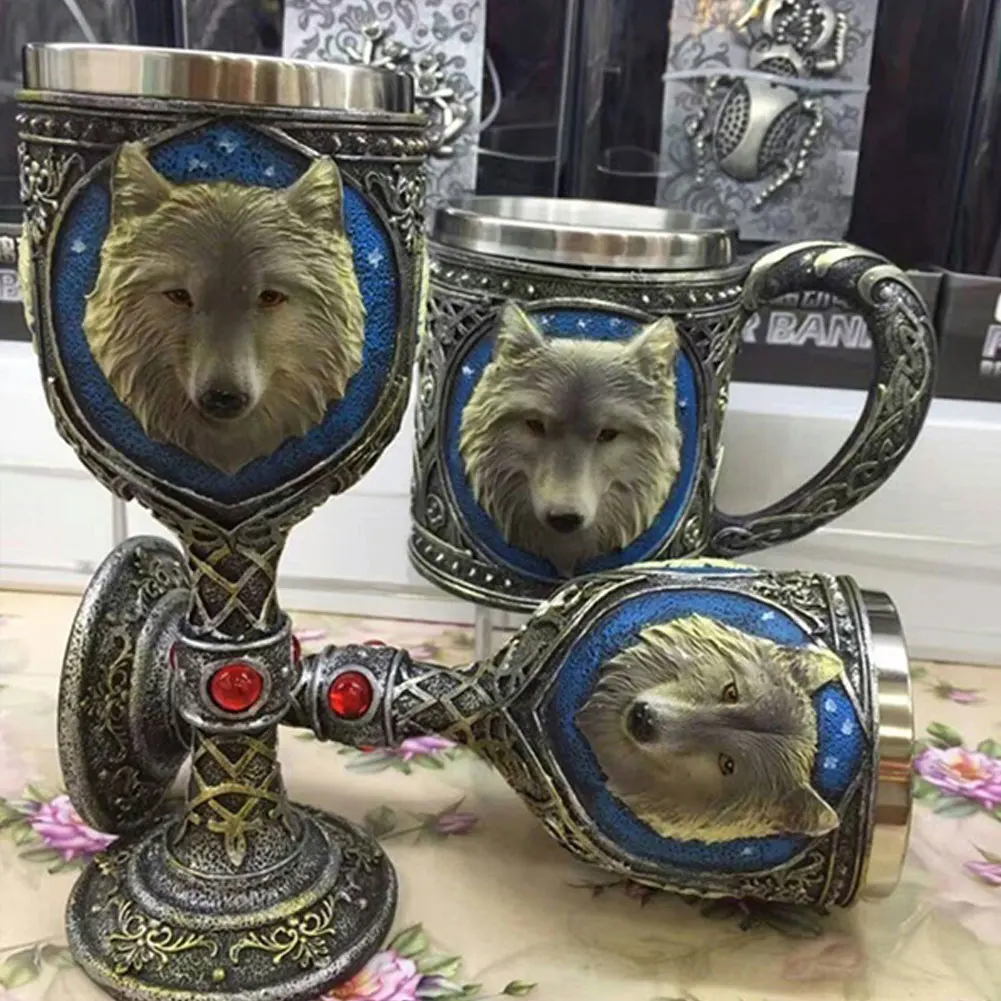 Смола из нержавеющей стали Модный популярный Кубок дизайн 3D стерео волк