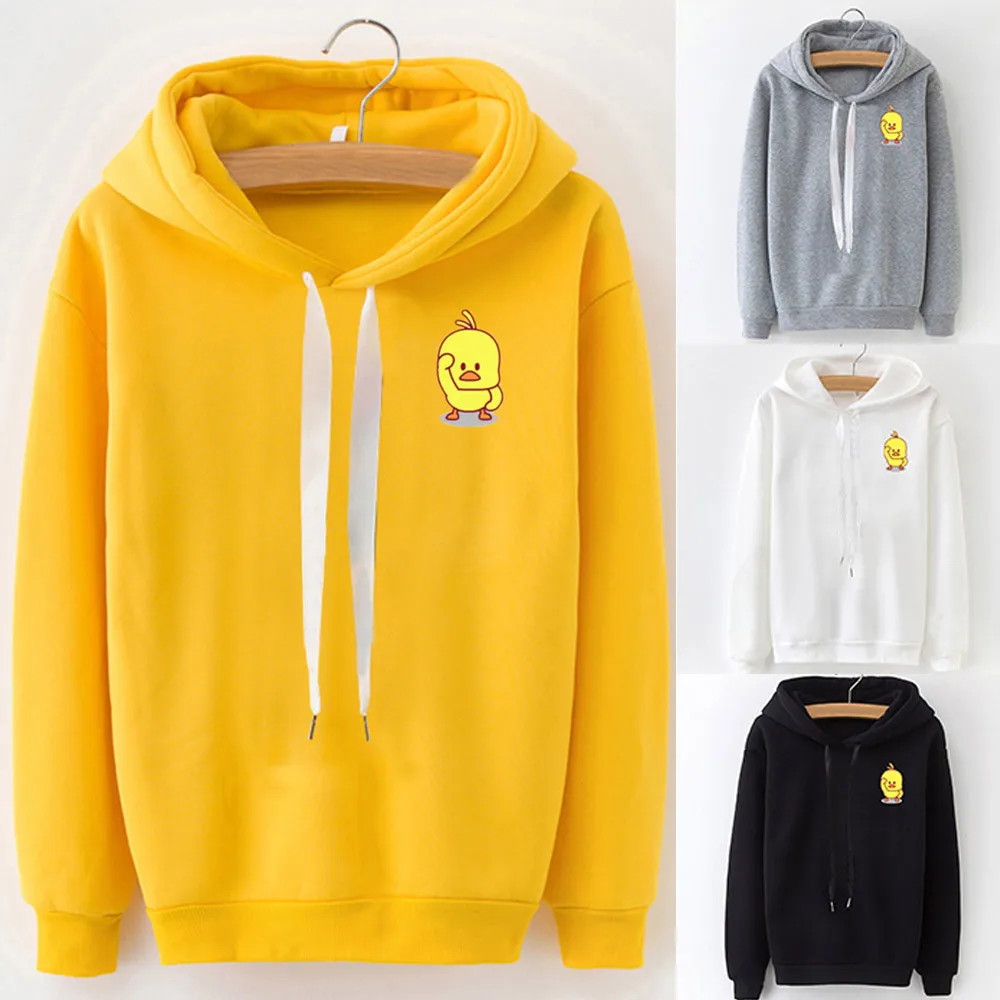 Vetement 2018 Женская Осенняя Милая Толстовка с принтом маленькая Желтая утка длинным